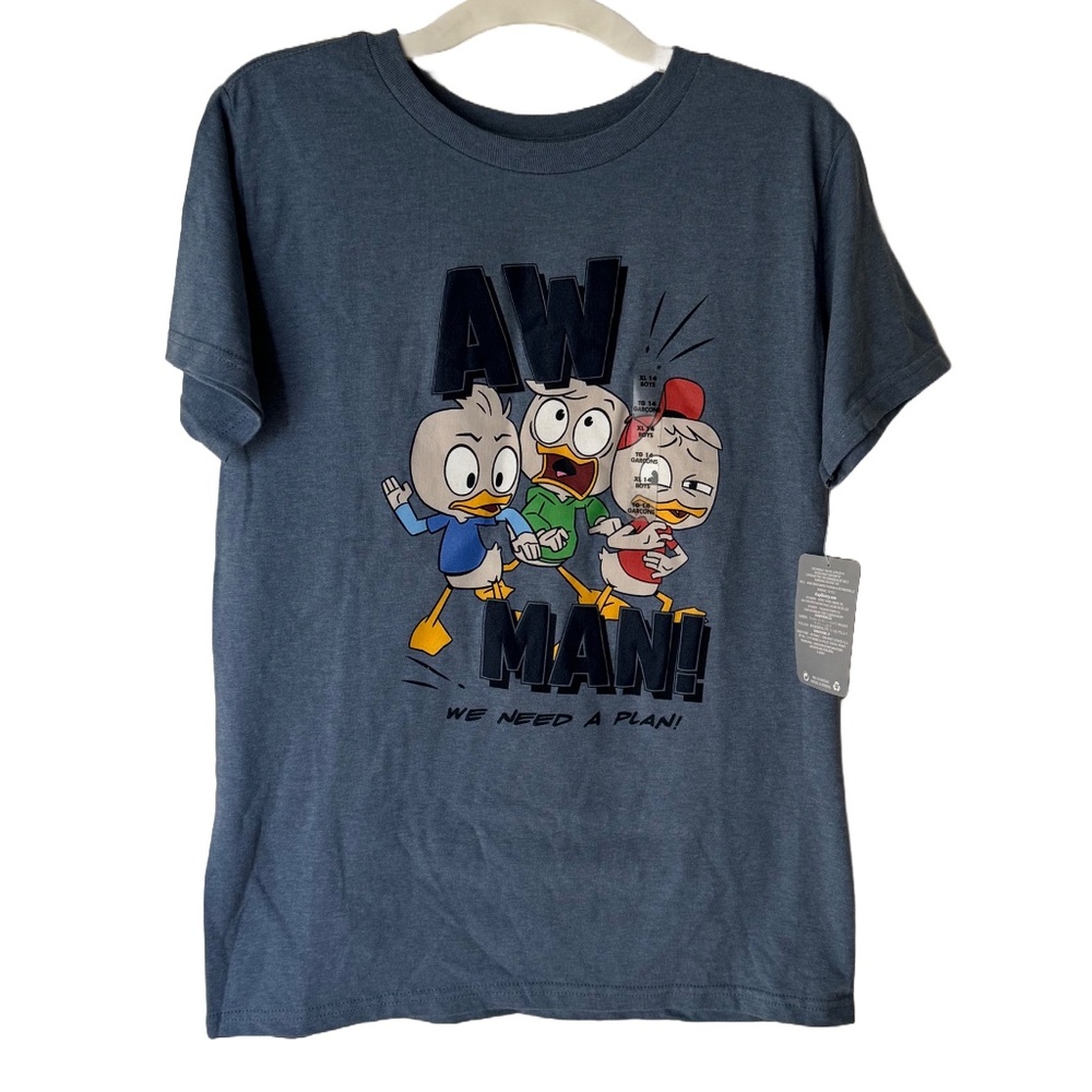 NEW WITH TAGS Disney Ducktales “AW Man!” Blue Shirt Size XL (14)